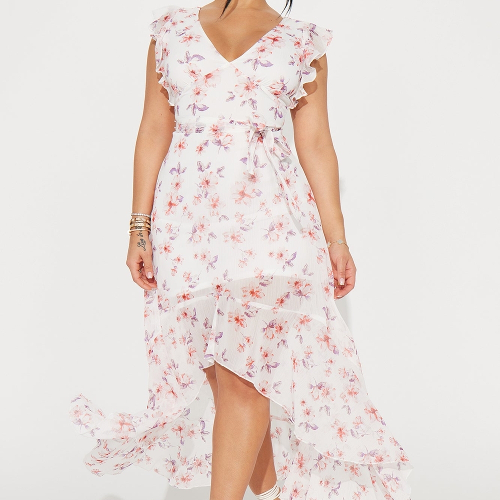 Forever 21 Women's Pink and Red Asymmetrical High-Low Sundress‎ Size Larga NWT